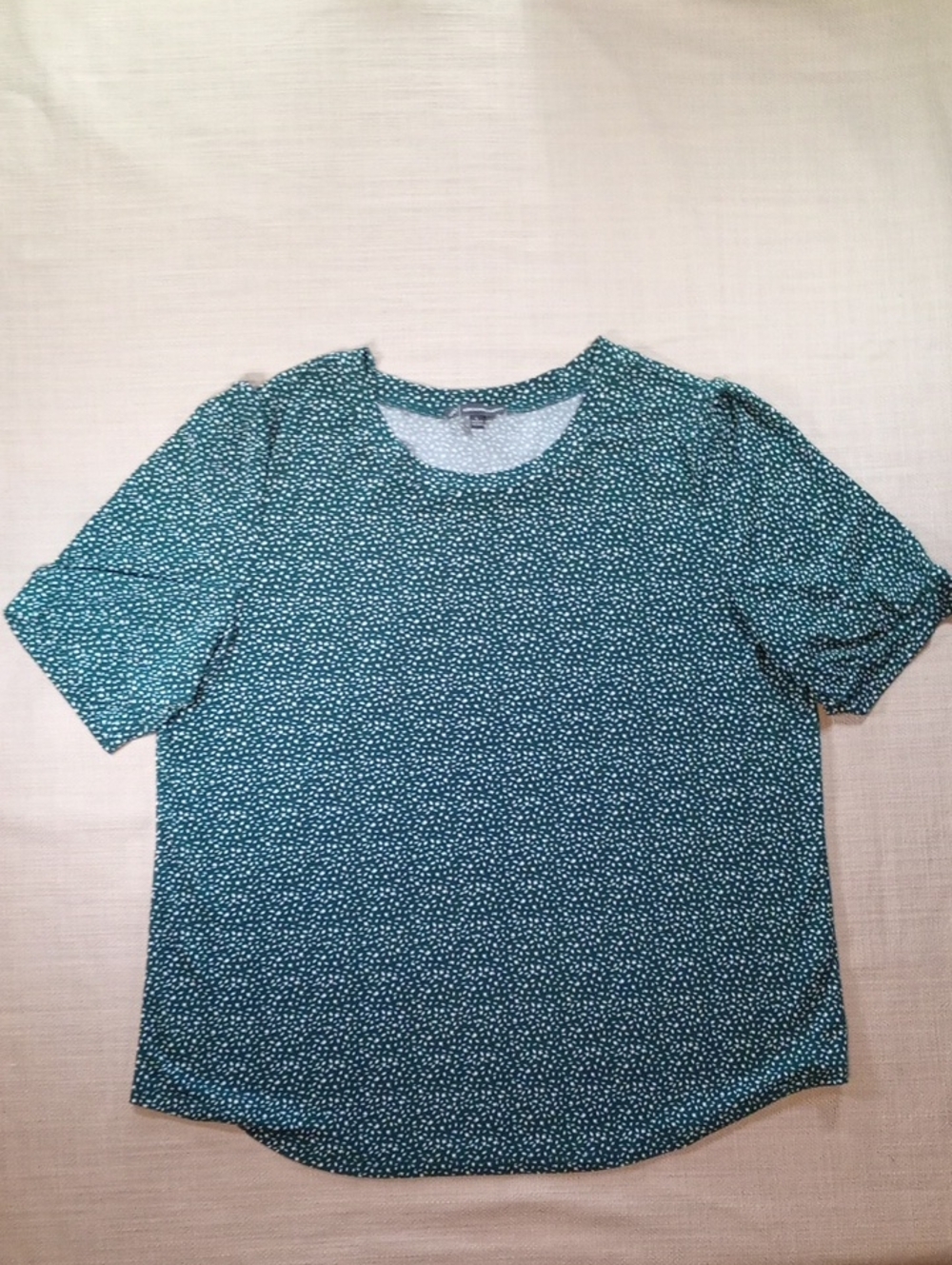Adrianna Papell Teal Dot Short Sleeve Crew Neck Top